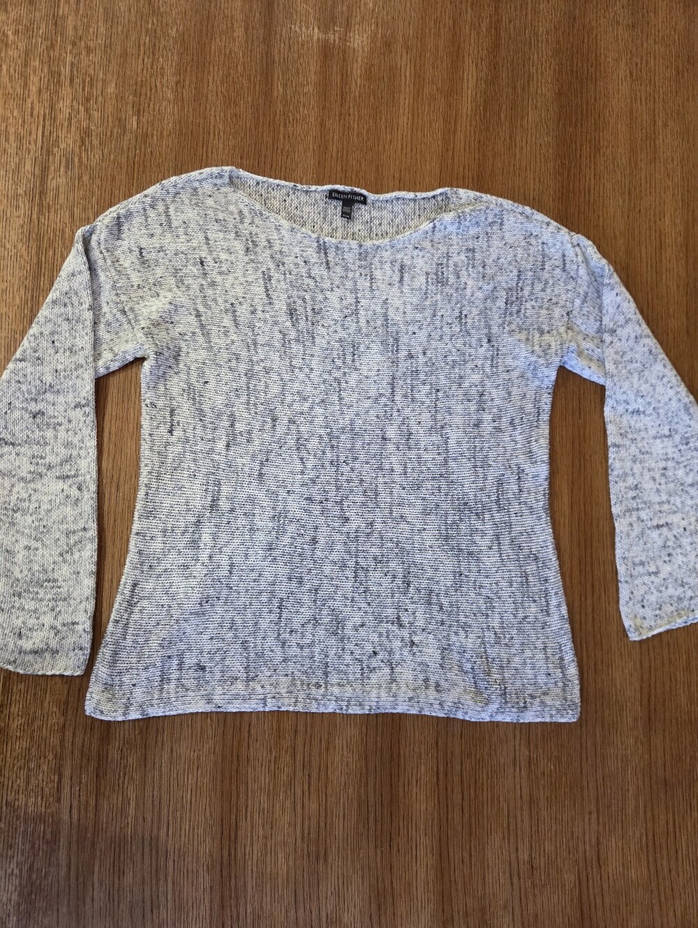 Eileen Fisher Womens Cotton Knit Sweater In Gray White Marled Size Medium